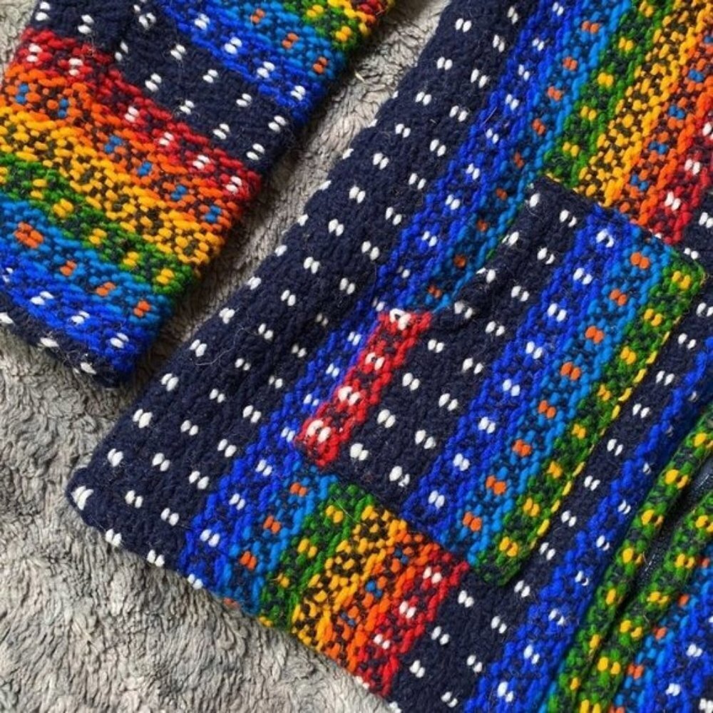 Rainbow Eucadorian Artisan Knit Jacket - Picture 5 of 7